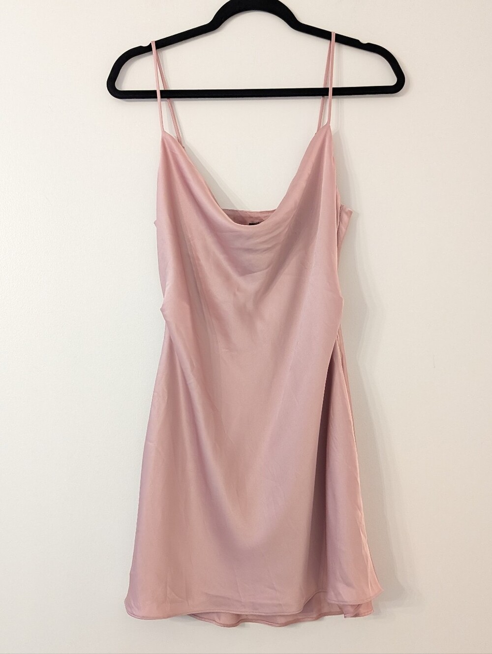 Aritzia Ten Affection Satin Cowl Neck Mini Slip Dress Clouded Pink Size M